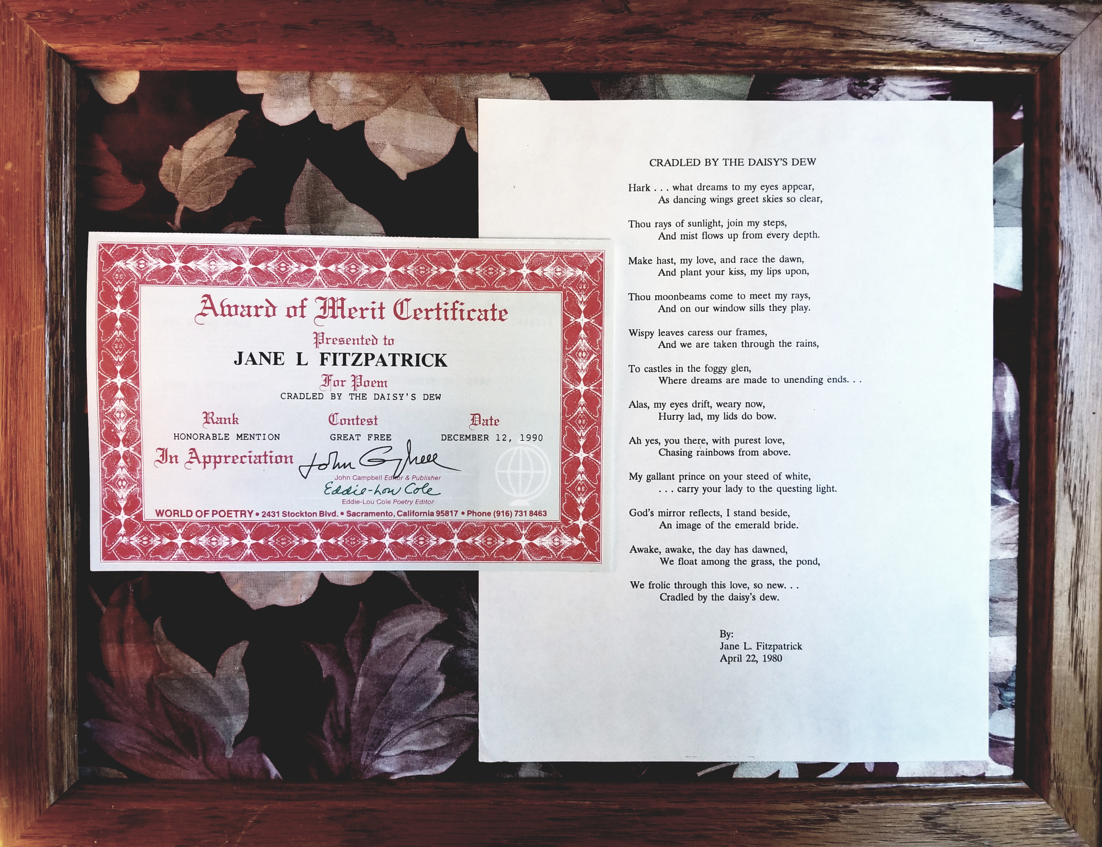 Cradled by the Daisy's Dew Award